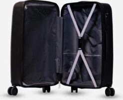 ©TROLLEYZ - Ibiza No.3 - Reiskoffer 69cm Met TSA Slot - Dubbele Wielen - 360° Spinners - 100% ABS - Reiskoffer In Night Black -Trolley Winkel 1200x977 1