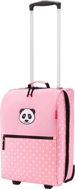 Reisenthel Trolley XS Kids Reiskoffer Kind - 12L - Panda Dots Pink Roze -Trolley Winkel 478x1200 1