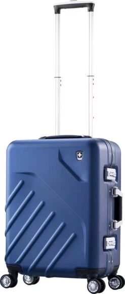 Swissmobility Elite Handbagagekoffer - 55cm Luxe Handbagage Met Dubbele TSA-kliksloten - Blauw