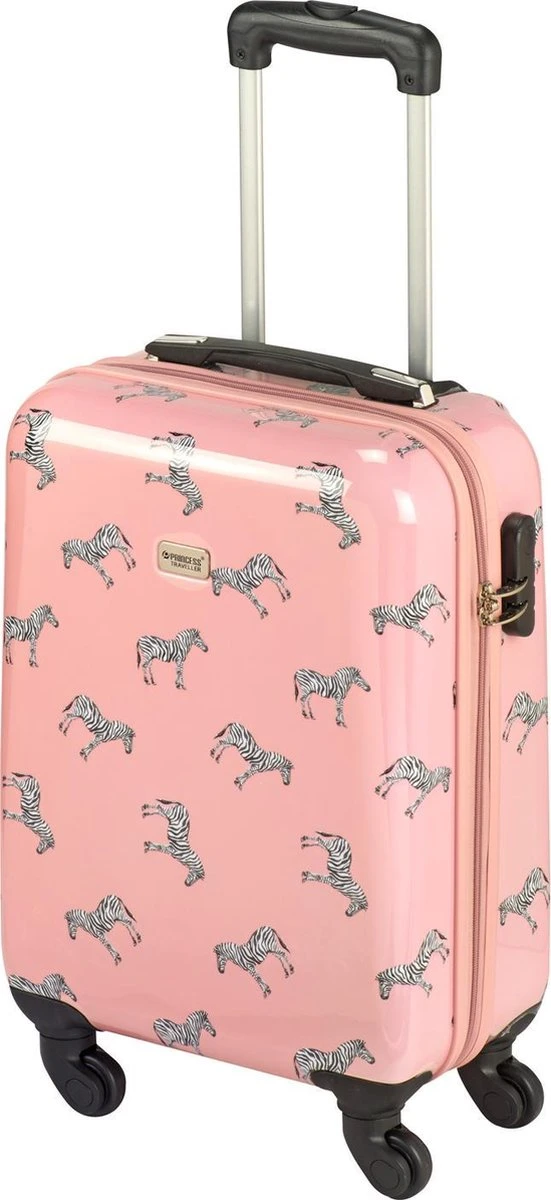 Princess Traveller Trendy Animal Collection - Handbagage Koffer - Zebra - Roze - 56cm 4 Princess Traveller Trendy Animal Collection - Handbagage Koffer - Zebra - Roze - 56cm - Afbeelding 2
