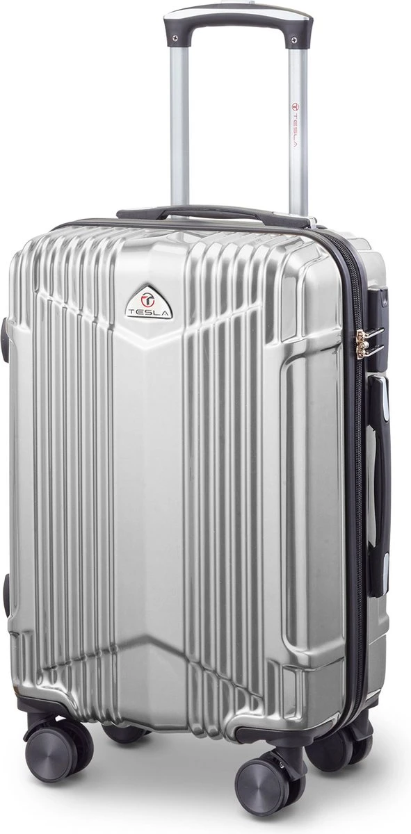 Tesla PC - Handbagage Koffer - 55x35x20 Cm - 4 Wielen - Zilver 3 Tesla PC - Handbagage Koffer - 55x35x20 Cm - 4 Wielen - Zilver