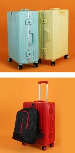 TOP AA Reis Kofferset - Trolleyset 3-delig Met TSA Slot Aluminum Frame, Kleine Cabine En Groot, ABS Luggage, (20+24+28 Inches 3 Pc Set), Roze/pink -Trolley Winkel 592x1200 6