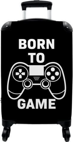 NoBoringSuitcases.com® Koffer - Quote - Gaming - Controller - Boys - Past Binnen 55x40x20 Cm En 55x35x25 Cm - Handbagage - Trolley - Fotokoffer - Cabin Size - Print -Trolley Winkel 621x1200