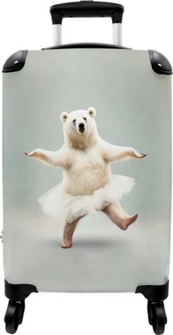 NoBoringSuitcases.com® Koffer - IJsbeer - Rok - Wit - Portret - Dieren - Trolley Op Wieltjes - Reiskoffer - Past Binnen 55x40x20 Cm En 55x35x25 Cm - Fotokoffer -Trolley Winkel 621x1200 7