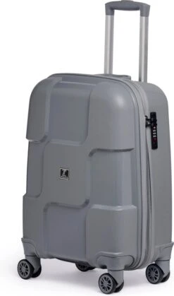 ©TROLLEYZ - Venice No.10 - Trolley - 55cm Met TSA Slot - Dubbele Wielen - 360° Spinners - 100% Polypropyleen - Handbagage Koffer In Silver Stone -Trolley Winkel 708x1200 5