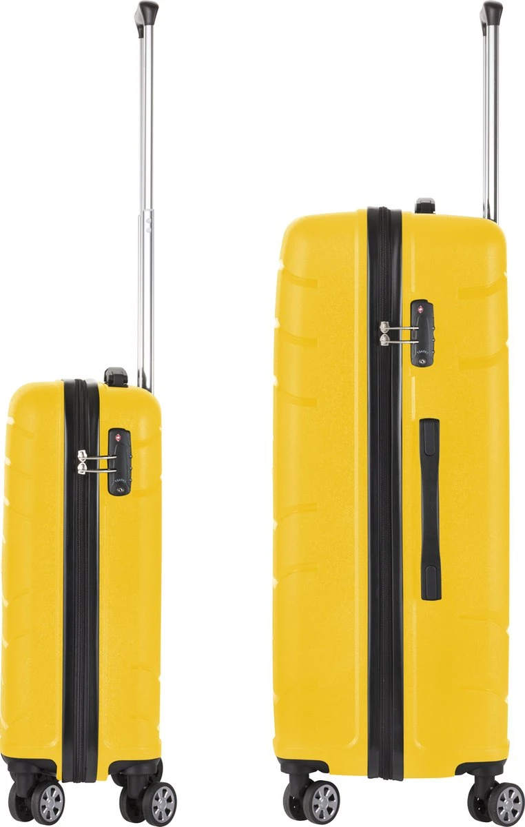 TravelZ Big Bars Kofferset - Trolleyset TSA 2-delig - Handbagage En Groot - Geel 5 TravelZ Big Bars Kofferset - Trolleyset TSA 2-delig - Handbagage En Groot - Geel - Afbeelding 3