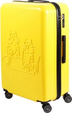 Biggdesign Cats Koffer - Ruimbagage Reiskoffer - Geel - Medium -Trolley Winkel 767x1200
