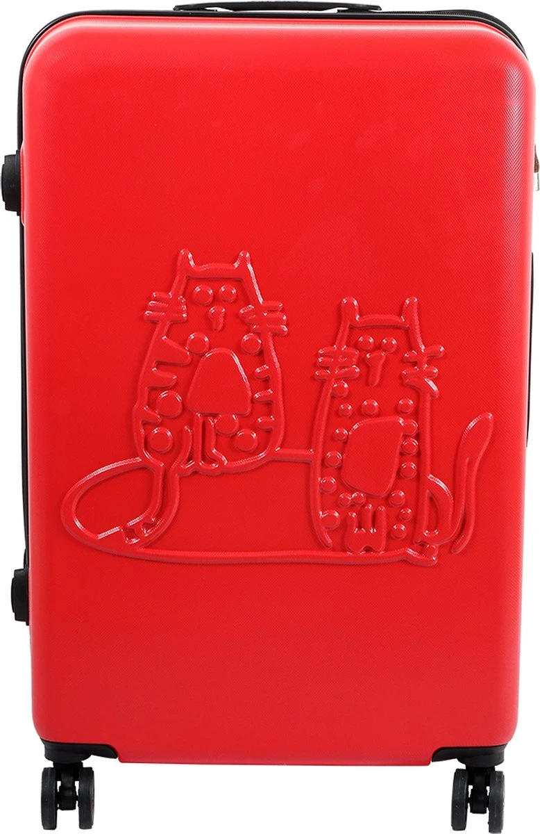 Biggdesign Cats Handbagage - Reiskoffer - Koffer - Rood 5 Biggdesign Cats Handbagage - Reiskoffer - Koffer - Rood - Afbeelding 3