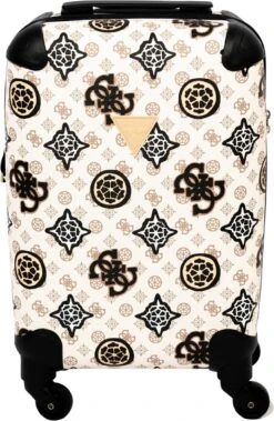 Guess House Party 18 In 4 Wheeler Dames Reiskoffer - Cream Multi Logo -Trolley Winkel 782x1200 5