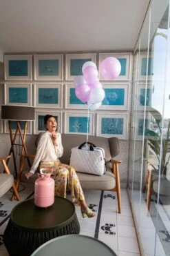 Reisenthel Dufflebag M Reistas - 38L - Rhombus Licht Grijs -Trolley Winkel 799x1200 117