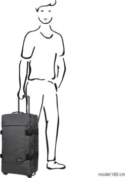 Eastpak TRANVERZ M Reiskoffer (67 X 35.5 X 30 Cm) - Black Denim -Trolley Winkel 842x1200