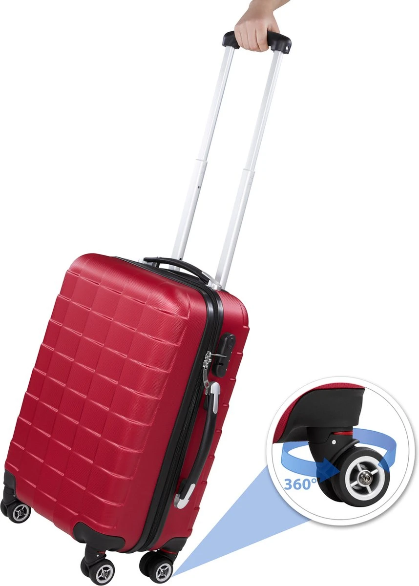 Tectake - Kofferset Trolleyset Reisset - 3-dlg Hardshell Wijnrood - 402670 5 Tectake - Kofferset Trolleyset Reisset - 3-dlg Hardshell Wijnrood - 402670 - Afbeelding 3
