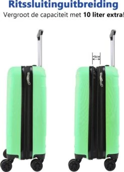CabinMax Velocity Handbagage Koffer - Uitbreidbaar Trolley 44L - Harde Reiskoffer - 55x40x20/25 Cm - Lichtgewicht - Groot Capaciteit - Mint Groen -Trolley Winkel 863x1200
