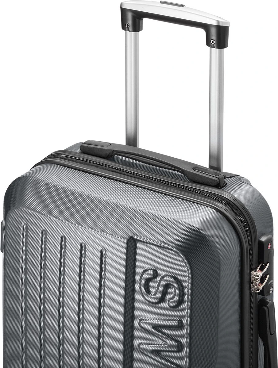 Swiss - Lausanne - Handbagage Koffer - 4 Wielen - TSA-Cijferslot - Grijs 5 Swiss - Lausanne - Handbagage Koffer - 4 Wielen - TSA-Cijferslot - Grijs - Afbeelding 3