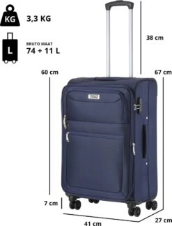 Travelz Softspinner TSA Reiskoffer 67cm - Zachte Reiskoffer Met Expander - Blauw -Trolley Winkel 914x1200 2