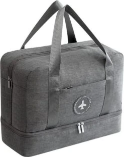 Merkloos Handbagage Reistas – Waterdicht Vak – Vak Voor Schoenen – Vak Voor Overige Spullen – Grijs