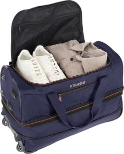 Travelite Basics Wheeled Duffle 55cm Expandable Navy/Orange -Trolley Winkel 967x1200 7