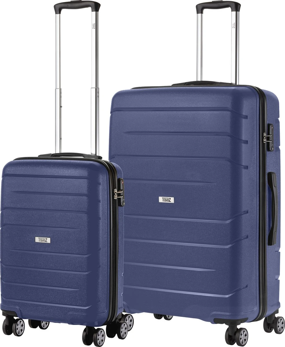 TravelZ Big Bars Kofferset - Trolleyset TSA 2-delig - Handbagage En Groot - Blauw 3 TravelZ Big Bars Kofferset - Trolleyset TSA 2-delig - Handbagage En Groot - Blauw