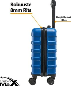 CabinMax Handbagage Koffer - Trolley 30L - Harde Reiskoffer - 45x36x20cm - Lichtgewicht - Groot Capaciteit - Aegean Blue -Trolley Winkel 995x1200 3